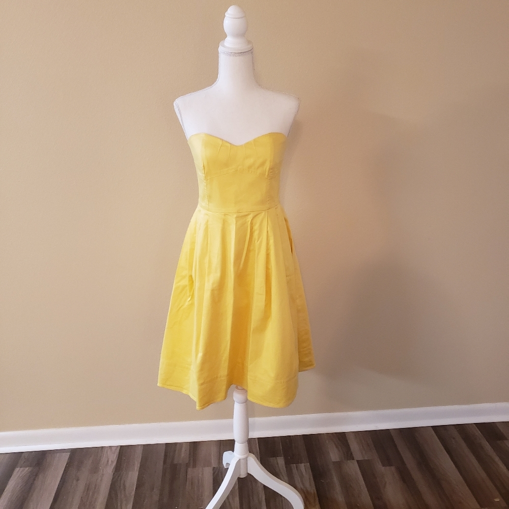 Yellow Strapless Calvin Klein Dress